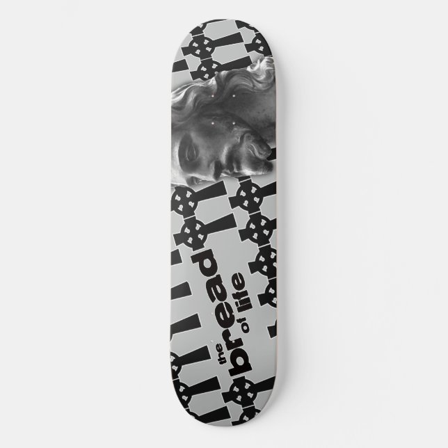 Das Brot des Lebens grau mit Jesus Skateboard (Vorderseite)