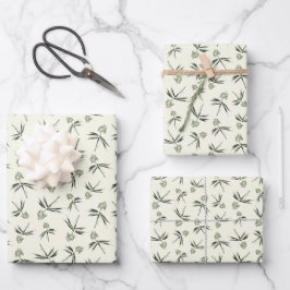 Das Budgen von grünen Branchen auf Creme - nahtlos Geschenkpapier Set