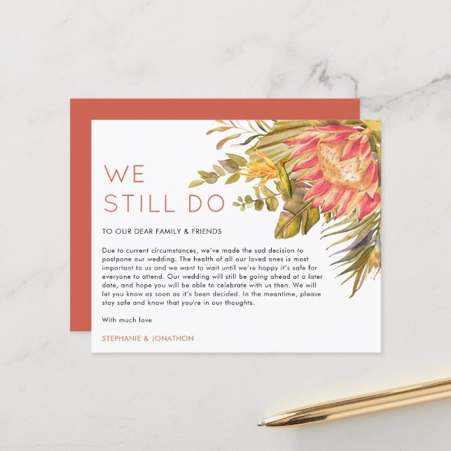 Das Budget für tropische Postpone wir noch Hochzei (Vorderseite/Rückseite Beispiel)