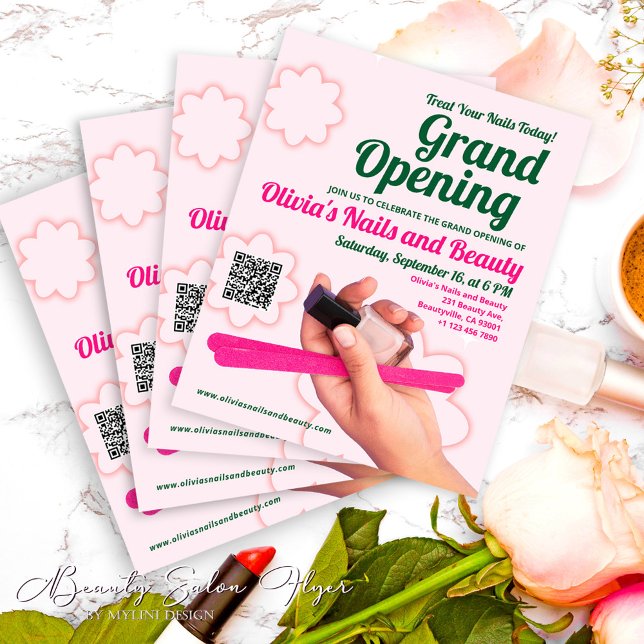 Das Budget Rosa Schönheitssalon Grand Opening Flyer (Von Creator hochgeladen)