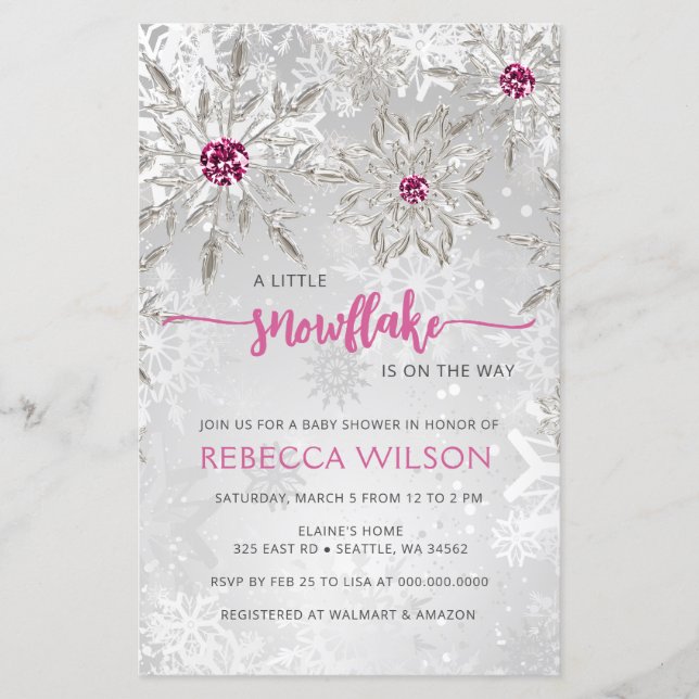 Das Budget Snowflake ist On Way Girl Baby Shower (Vorderseite)