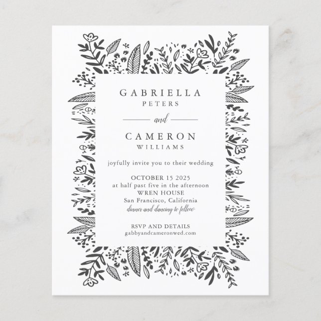 Das Budget White Floral Line Art Wedding All-in-On (Vorderseite)