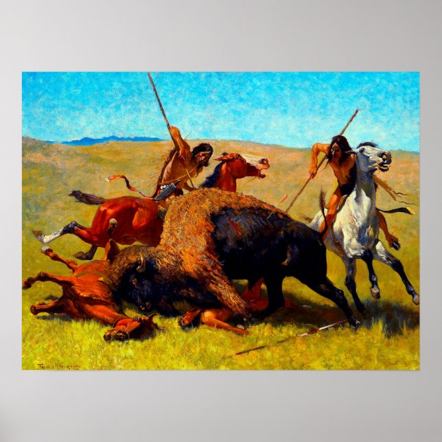 Das Buffalo Hunt Frederic Remington 1890 Poster (Vorne)
