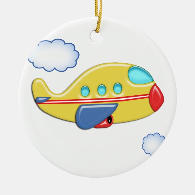 Das bunte Flugzeug des Kindes Keramikornament (Vorne)