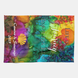 Das bunte Leben ist eine Reise Genießen Sie die Re Geschirrtuch