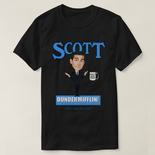 Das Büro Michael Scott Caricature T-Shirt (Design vorne)