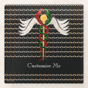 Das Caduceus (Vollfarbigkeit) Glasuntersetzer