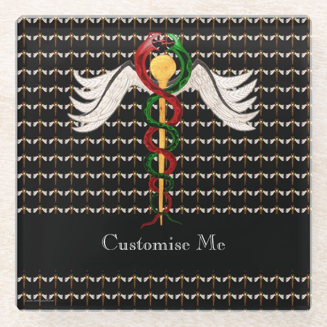 Das Caduceus (Vollfarbigkeit) Glasuntersetzer (Vorderseite)