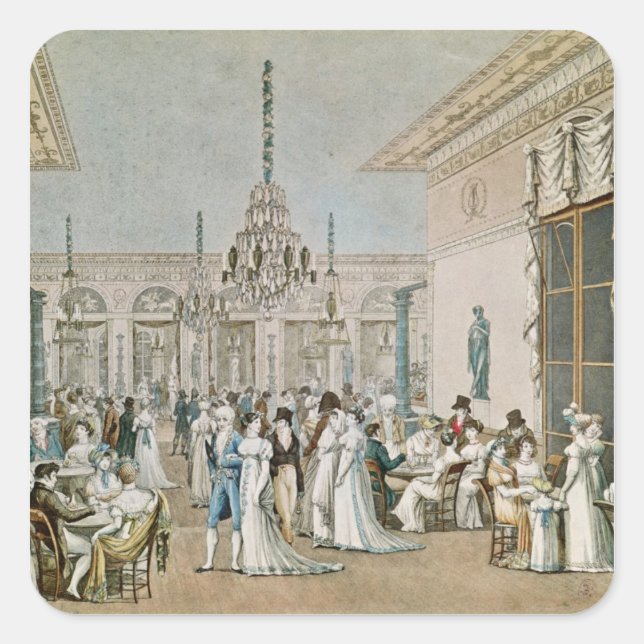 Das Café Frascati im Jahre 1807 Quadratischer Aufkleber (Vorderseite)