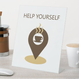 Das Café-Location-Icon hilft Ihnen, sich selbst zu Sockelschild