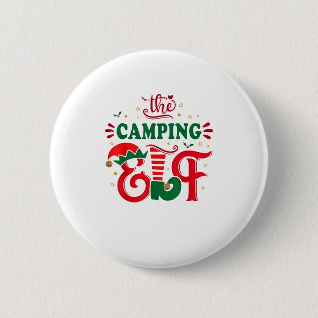 Das Camping-Elch-Weihnachtsgeschenk Fa Button (Vorderseite)