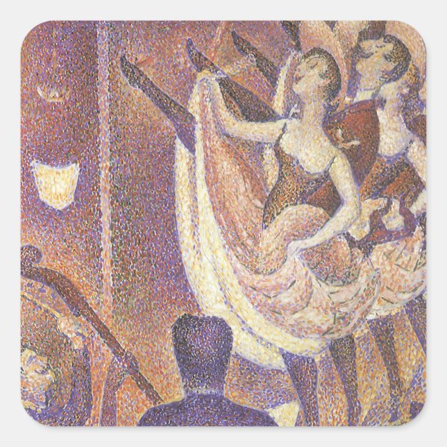 Das Can Can Dance, Le Chahut von Georges Seurat Quadratischer Aufkleber (Vorderseite)