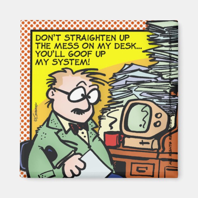 Das Chaos an meinem Schreibtisch Magnet (Vorne)