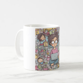 Das Chaos überleben: Eine humorvolle Illustration Kaffeetasse