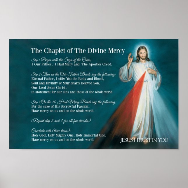 Das CHAPLET des DIVINE MERCY Gebet Poster (Vorne)