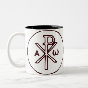 Das Chi-Rho-Christogramm-Symbol Zweifarbige Tasse