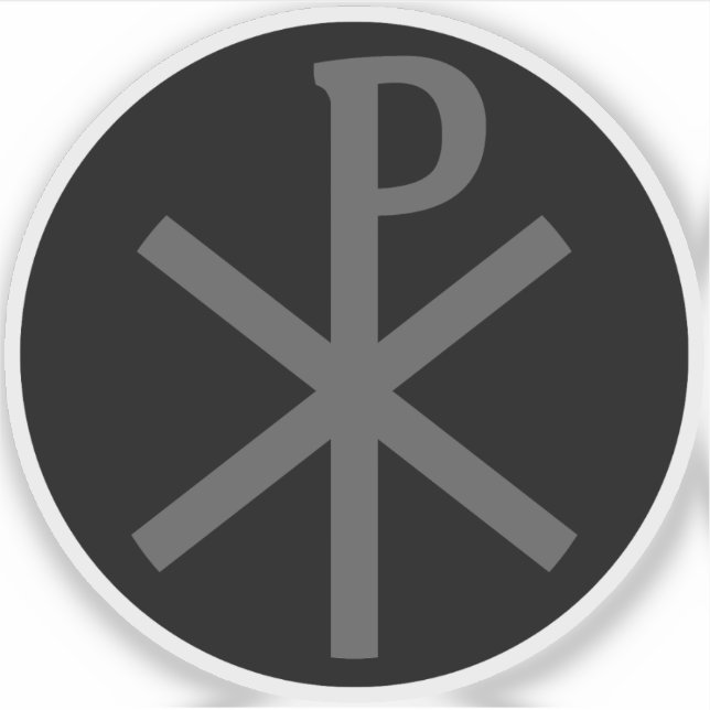Das Chi-Rho-Kreuz (grau auf schwarz) Aufkleber (Vorderseite)