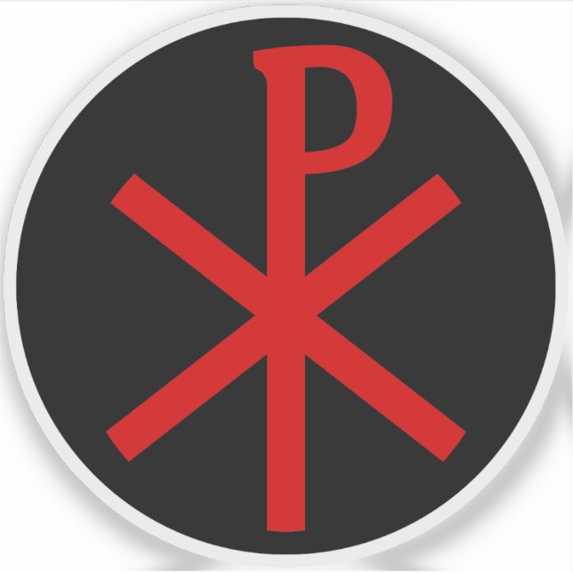 Das Chi-Rho-Kreuz (rot auf schwarz) Aufkleber (Vorderseite)