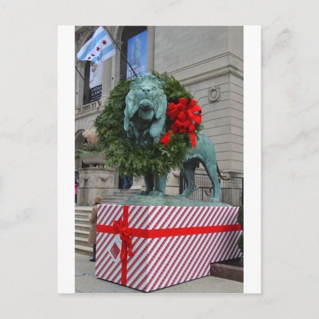 Das Chicago Art Institute Lion ist zu Weihnachten  (Vorderseite)