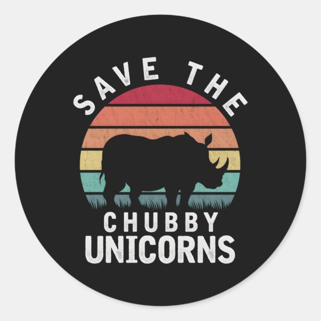 Das Chubby Unicorn Rhino gerettet Runder Aufkleber (Vorderseite)
