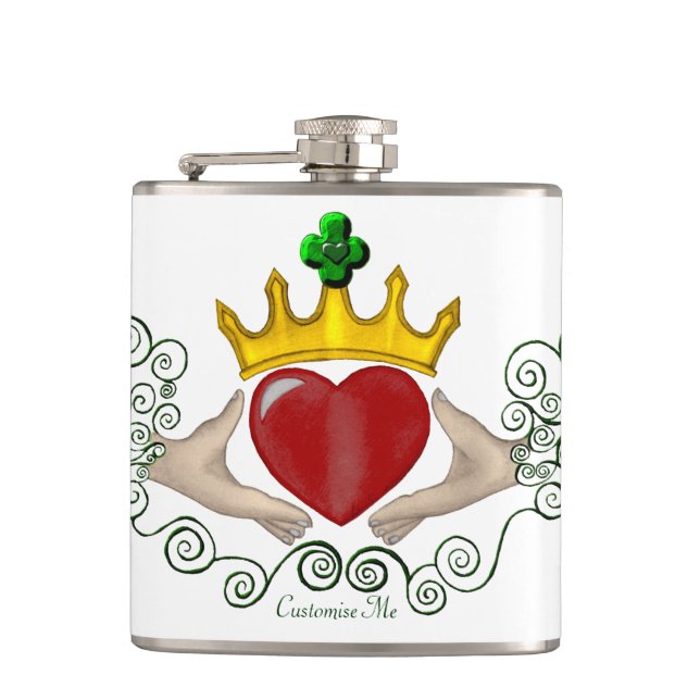 Das Claddagh (Vollfarbe) Flachmann (Vorderseite)