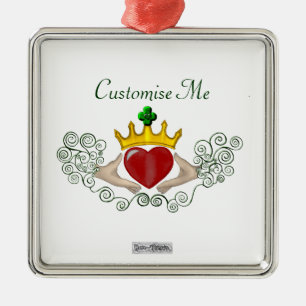 Das Claddagh (Vollfarbe) Silbernes Ornament