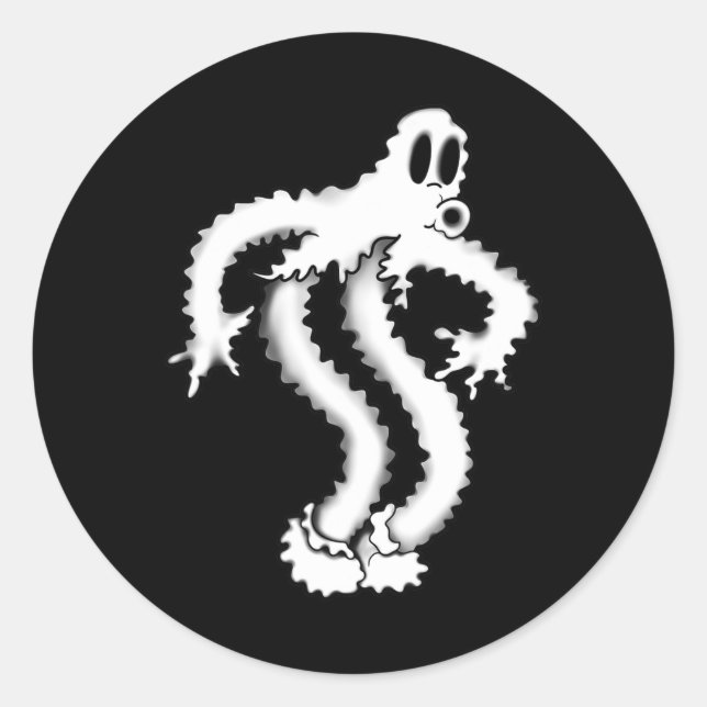 Das Clown Ghost Shaky Spooky Blackwork Runder Aufkleber (Vorderseite)