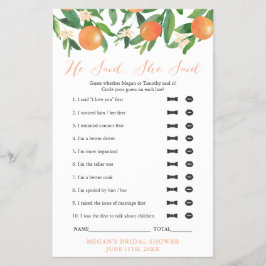 Das Co-Polterabend-Spiel, Wer hat es gesagt? Flyer