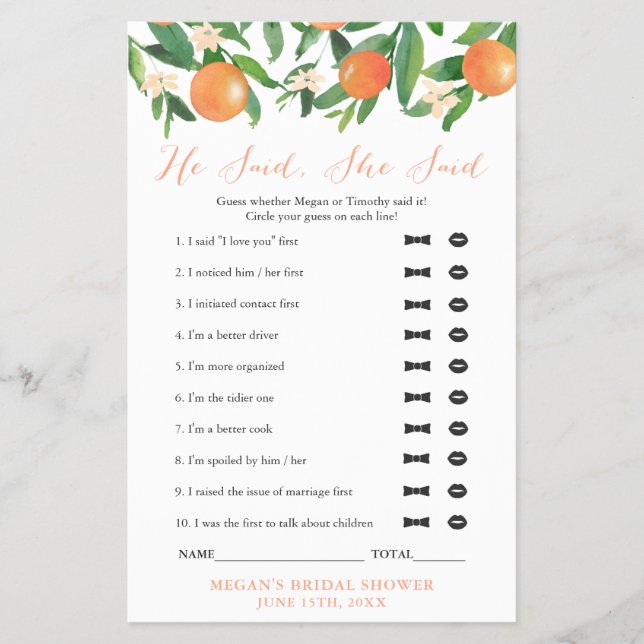 Das Co-Polterabend-Spiel, Wer hat es gesagt? Flyer (Vorne)