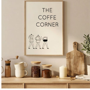 Das Coffee Corner Poster Minimalistische Kaffeez