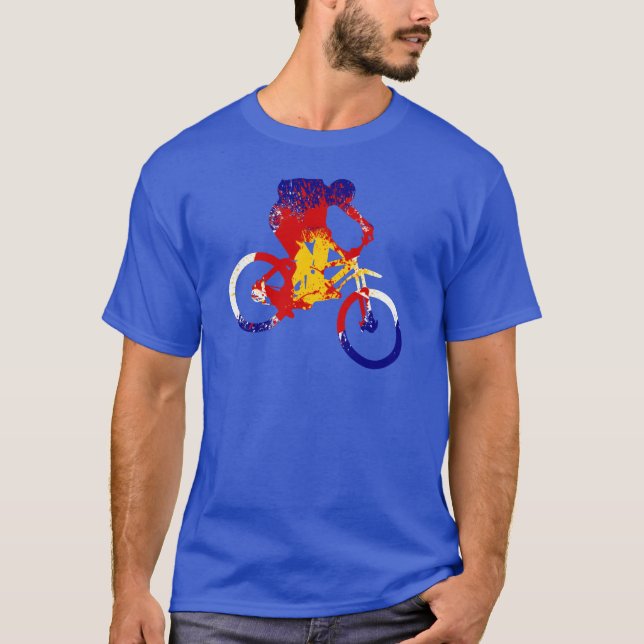 Das Colorado-Flaggen-Mountainbiker der Männer T-Shirt (Vorderseite)