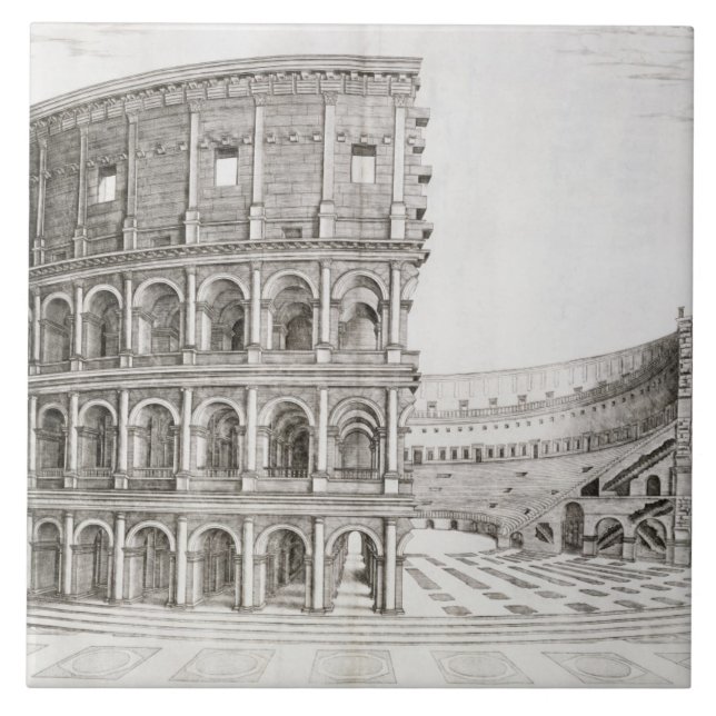 Das Colosseum, errichtet in ANZEIGE 80 (Stich) Fliese (Vorderseite)