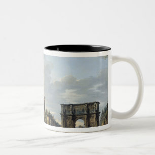 Das Colosseum und der Bogen von Constantine Zweifarbige Tasse