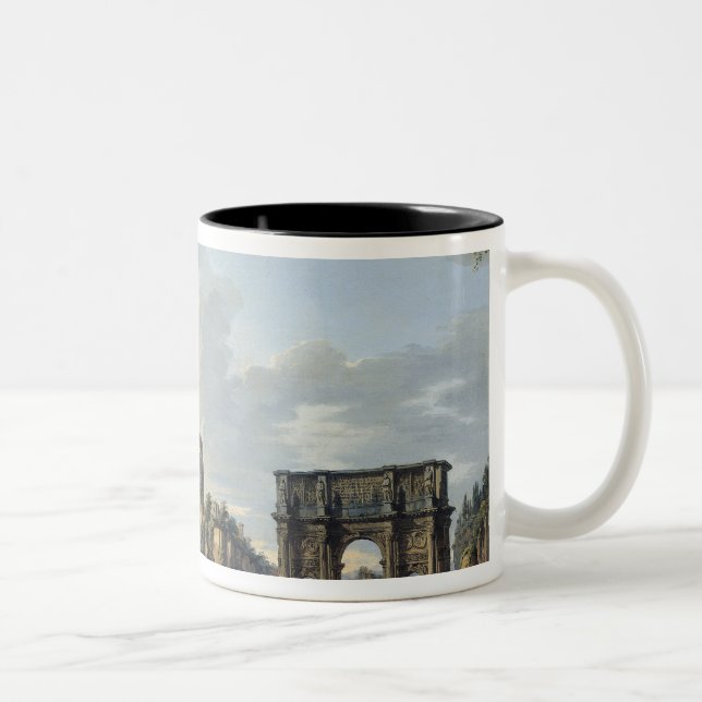 Das Colosseum und der Bogen von Constantine Zweifarbige Tasse (Rechts)