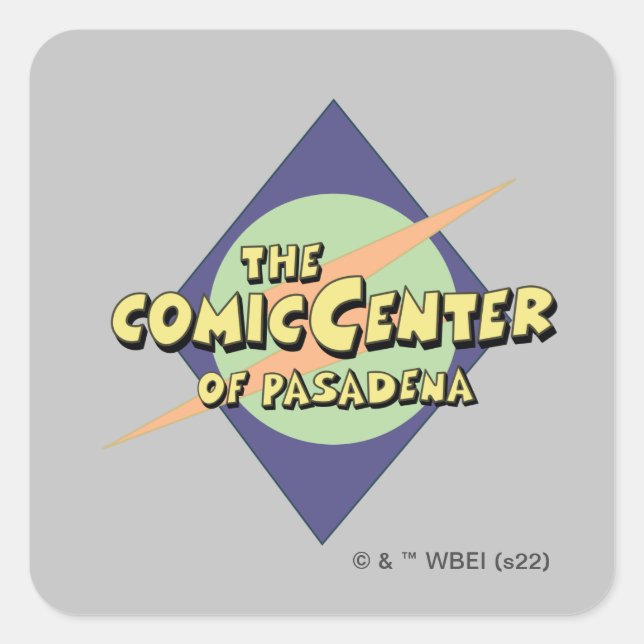 Das Comic-Zentrum von Pasadena Quadratischer Aufkleber (Vorderseite)