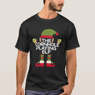Das Cornhole Playing Elf Craft Weihnachtsbier T-Shirt