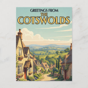 Das Cotswolds Village Vintage Travel Poster Postkarte