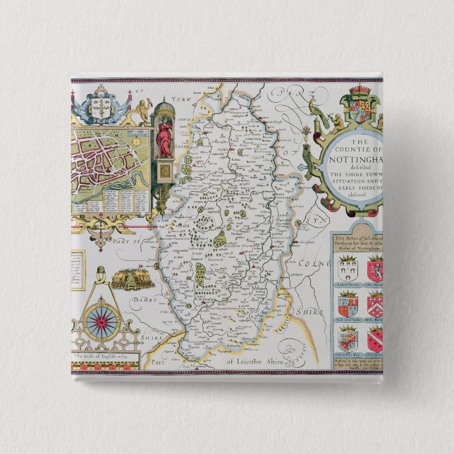 Das Countie von Nottingham, graviert durch Jodocus Button (Vorderseite)