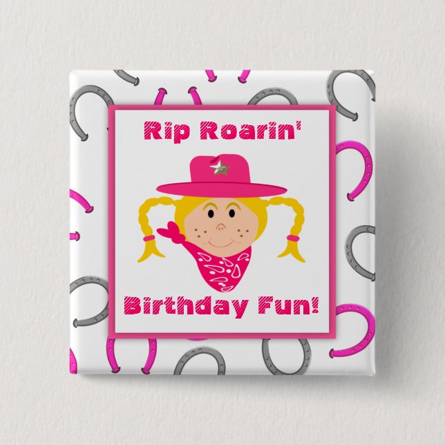 Das Cowgirl-Hufeisen-Gastgeschenk der Kinder Button (Vorderseite)