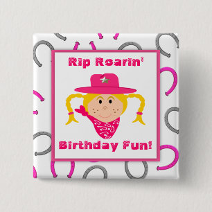 Das Cowgirl-Hufeisen-Gastgeschenk der Kinder Button