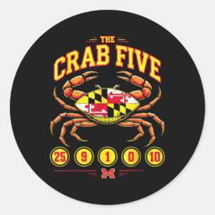 Das Crab Five Crab Flag Maryland Runder Aufkleber