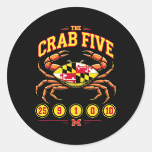 Das Crab Five Crab Flag Maryland Runder Aufkleber