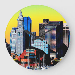 Das Custom House Boston USA Poster Große Wanduhr