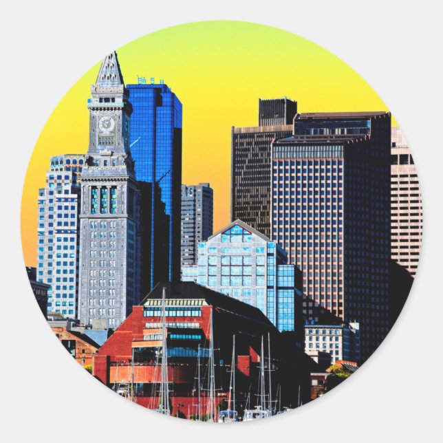 Das Custom House Boston USA Poster Runder Aufkleber (Vorderseite)