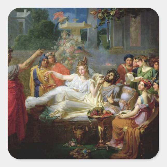 Das Damoklesschwert Quadratischer Aufkleber (Vorderseite)