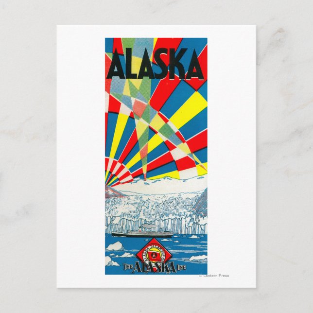 Das Dampfschiff-Poster der Alaska-Linie Postkarte (Vorderseite)