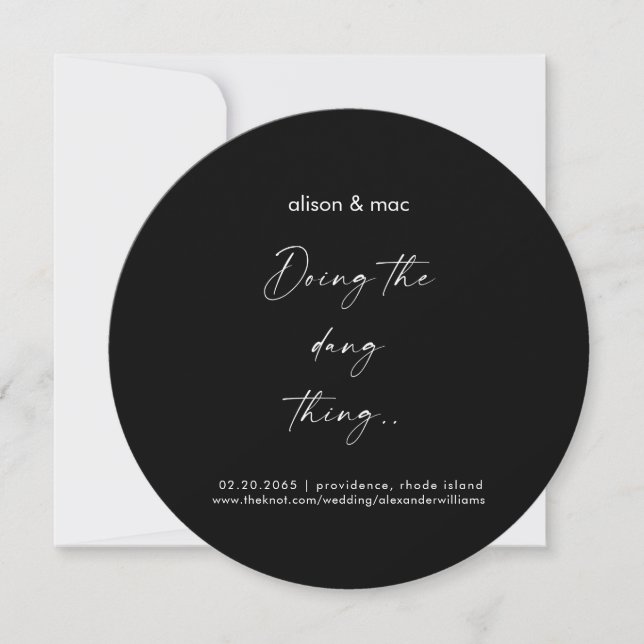 Das Dang-Ding-Round-Black-Wedding Save The Date (Vorderseite)