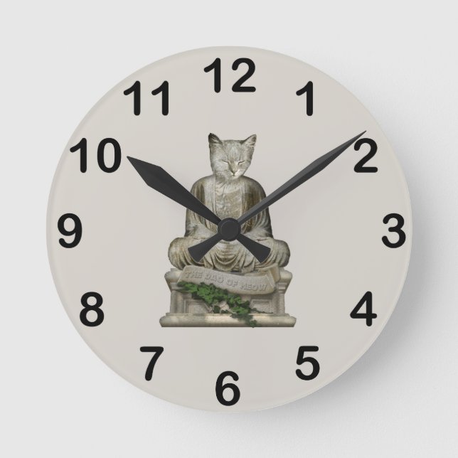 Das Dao der Meow-Uhr Runde Wanduhr (Vorderseite)