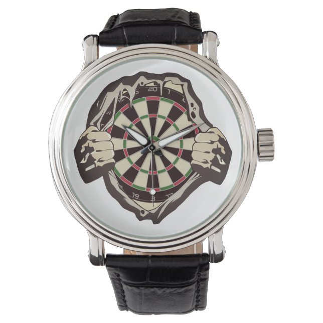 Das Dartboard auf der Brust! Tischset! Armbanduhr (Vorderseite)
