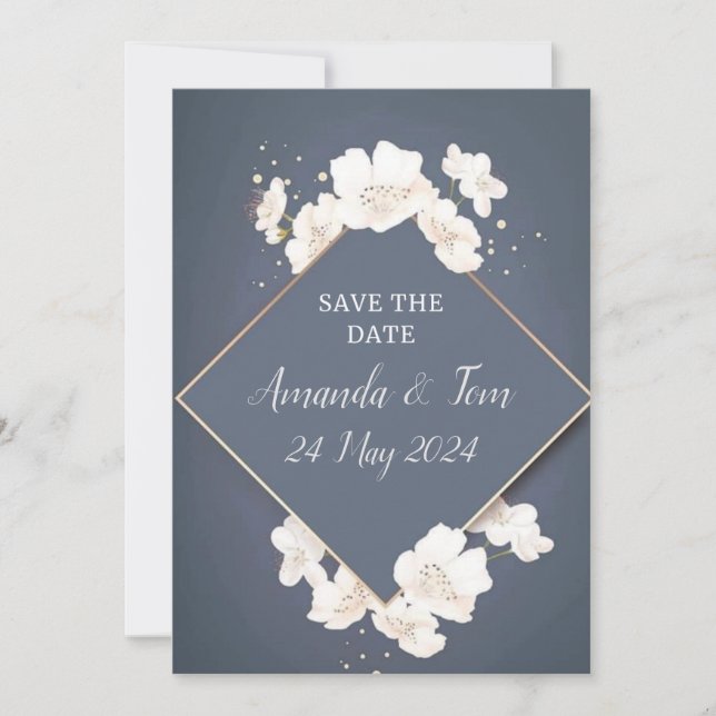 DAS DATUM FÜR DIE BEARBEITUNG gerettet - blau mit  Save The Date (Vorderseite)